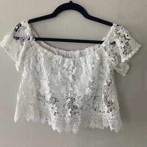 Off the shoulder Forever 21 boho lace crop top